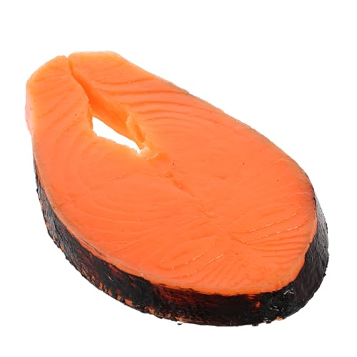 Toyvian Simuliertes Lachsmodell falsches Essen kleines Lachsdekor Lachsförmige Modelle Sushi-Simulationsmodell gefälschter Lachs im Restaurant Lachsscheiben-Modelle Plastik Orange von Toyvian