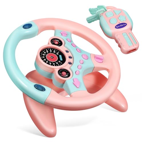 Toyvian Simuliertes Lenkrad für Licht und Sound Kunststoff Lenkrad für Kleinkinder Realistische Fahrfunktion Tragbarer Fahrsimulator Geeignet für Jungen und Mädchen von Toyvian