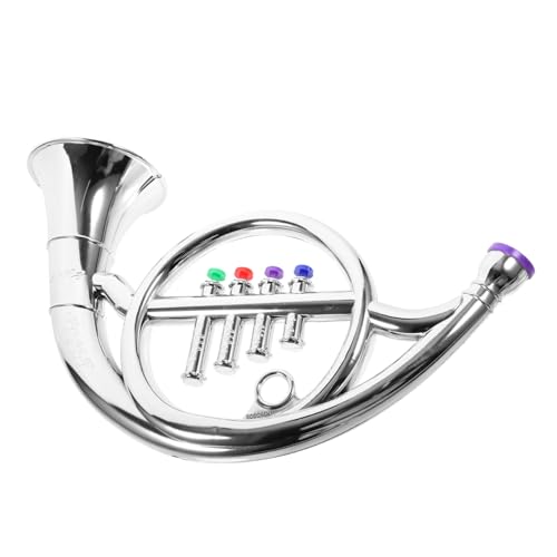 Toyvian Simuliertes Musikinstrument- Kompaktes Kunststoffhorn Haushaltshupe Aus Kunststoff Waldhorn Mini Für Horninstrumente Trompete Für Schulhorn Plastik Silver von Toyvian