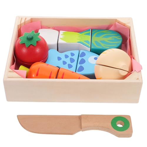 Toyvian Zubehör Für Die Rollenspielküche 1 Set Obst- Und Schneidespielzeug Aus Holz Für Kinder Mit Ablagefach von Toyvian