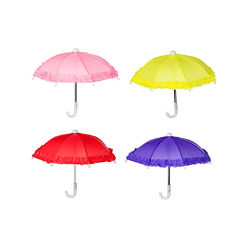 Toyvian Spielzeug Schnürspielzeug Doll Regenschirm 4PCS Süße Miniaturpuppe Regenschirm Mini Puppenkostümzubehör für 18 Zoll Puppenkinder Puppenhaushandwerk (Zufällige Farbe) von Toyvian