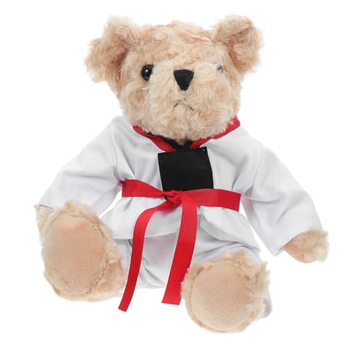 Toyvian Taekwondo Bär Plüschspielzeug Kuschelig Kreatives Design Für Karate Fans Sammler Kissen Kombination von Toyvian