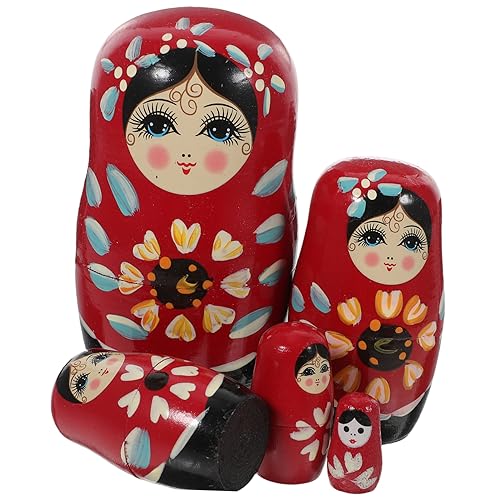 Toyvian Teilig Handbemalte Russische Holz Puppen Farbenfrohe Klassische Nesting Dolls Nachhaltiges Holzmaterial Dekorativ und Pädagogisch von Toyvian