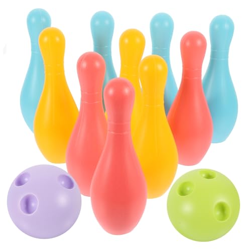 Toyvian Teiliges Bowling aus Robustem Kunststoff Buntes Kegelspiel mit Pins und Bällen Leicht Sicher für Indoor Spaß und Motorische von Jungen und Mädchen von Toyvian