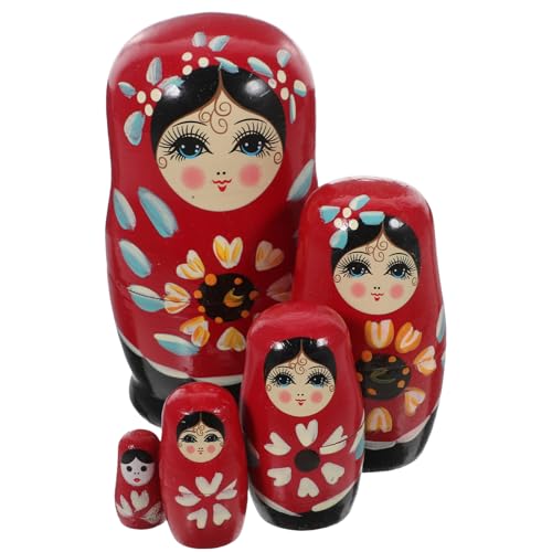 Toyvian Teiliges Handbemaltes Holz Russische Puppen Pädagogisches Nesting Doll für Langlebiges Holz Einzigartige Handwerkskunst von Toyvian