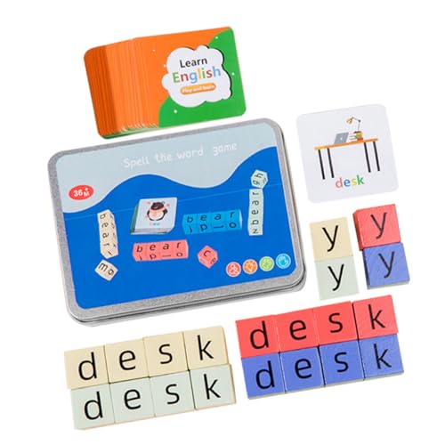 Toyvian Teiliges Lernspielzeug Buchstaben Karten Großes Alphabet Puzzle mit Bildkarten Pädagogisches Rechtschreibspiel für Vorschulkinder zur Kognitiven und Spielerischem Englischlernen von Toyvian
