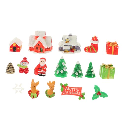 Toyvian Teiliges Mini Weihnachtsbaum Deko aus Harz Detailreiche Miniatur Weihnachtsfiguren für Puppenhaus Dekoration Handliche Weihnachtsdeko mit Rentier und Kutsche für Tisch und Micro von Toyvian