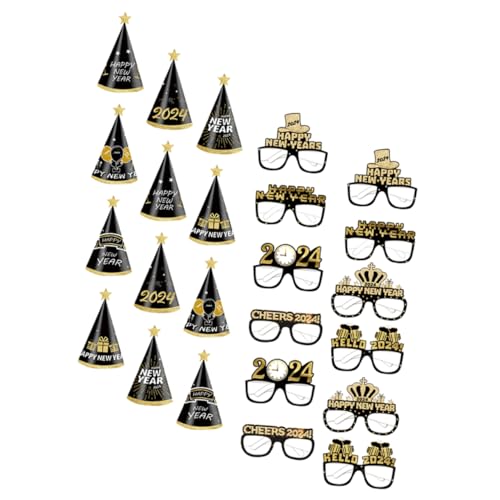 Toyvian Teiliges Neujahrs Partyset mit Papierbrillen und in Schwarz Gold Farbenfrohe Fotorequisiten für Kindergeburtstag und Silvesterfeier Glatte Oberfläche Hautfreundlich von Toyvian