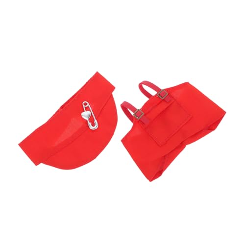 Toyvian Teiliges Puppenkleidungsset Rot für Puppen Einfach Anziehbares Outfit mit Latzhose und Hut Modische Kleidung für Plüschtiere und Puppen für Ankleiden und Rollenspiel von Toyvian