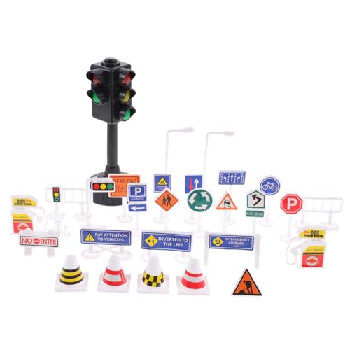 Toyvian Teiliges Verkehrszeichen mit Ampel Realistische Verkehrszeichen Modelle für Frühkindliche Verkehrserziehung Robustes Lernspielzeug für Eltern Junge Mädchen Interaktion von Toyvian