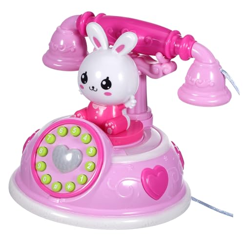 Toyvian Telefon Spielhandy Niedliches Rosa Cartoon Design Langlebiger Sicherer Kunststoff Multifunktionales und Rollenspiel Pädagogisch für Kleinkinder und Eltern Junge Mädchen Interaktion von Toyvian