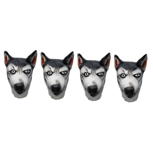 Toyvian 4 Stück Party-Maske Hundekostüm Maske Tierische Hundemaske schreckliches Kostüm Maskerade-Maske Cosplay-Hundemaske Hundekostüm Kopfmaske bilden Requisiten Kleidung Emulsion von Toyvian