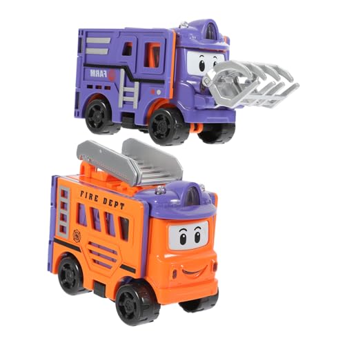 Toyvian Transformierbares Miniatur Auto für Jungen Kleines LKW Modell mit Schwungfunktion Robustes Kunststofffahrzeug für Kleinkinder Fördert Kreativität und Feinmotorik von Toyvian