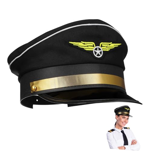 Toyvian Verstellbare Schwarze Captain Mütze für Herren Kostümhut für Halloween Karneval und Nautische Partys von Toyvian