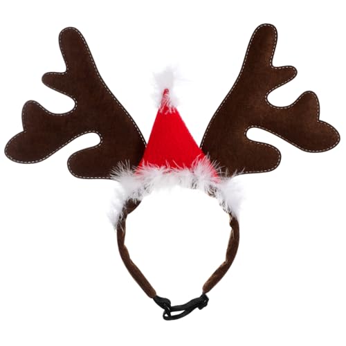 Toyvian Verstellbares Rentier Geweih Haustier Stirnband für Hunde und Katzen Weihnachtskopfband mit und Braunem Party Haarreif Accessoire für Kleine und Mittlere Tiere von Toyvian