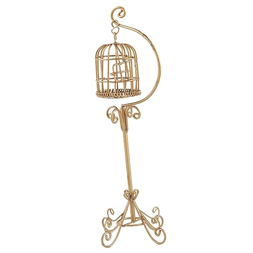 Toyvian Realistischer Miniatur-vogelkäfig Für Puppenhaus Landschaftsdekoration Jungen Und Mädchen Spielzeug Zubehör Golden von Toyvian