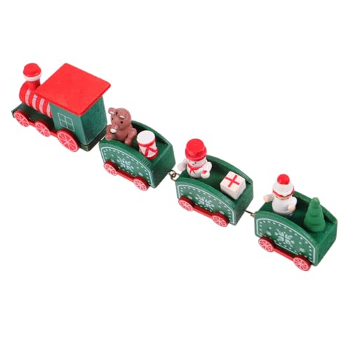 Toyvian Weihnachtlicher Holz Zug Ornament Desktop Deko Teiliger Holzspielzeug Zug Festliche Tischdekoration für Weihnachtsfeier und Kinderzimmer Grün Zufällige Lieferung von Toyvian