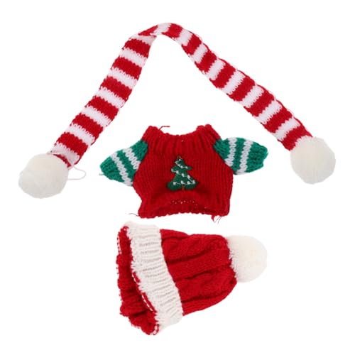 Toyvian Weihnachts Puppenbekleidung Set mit Strickpullover Schal und Mütze Plüsch Kuscheltier Kleidung für Festliche Dekoration Kreatives Spiel und Familienzeit zu Weihnachten und Neujahr von Toyvian
