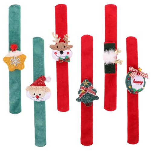 Toyvian Weihnachts-schlagarmbänder: 6 Lustige Armbänder, Weihnachtsuhr, Kinder-schnappbänder, Rentier-weihnachtsdekorationen für Kinder, Partygeschenke von Toyvian