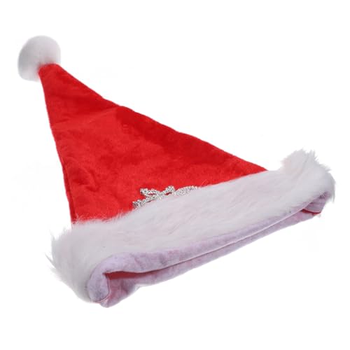 Toyvian Weihnachtsmütze aus Weichem Plüsch mit Dickem Fellrand Rote Nikolausmütze für Erwachsene Unisex Weihnachtsmann Mütze Festlicher Partyhut für Weihnachten und Silvester von Toyvian