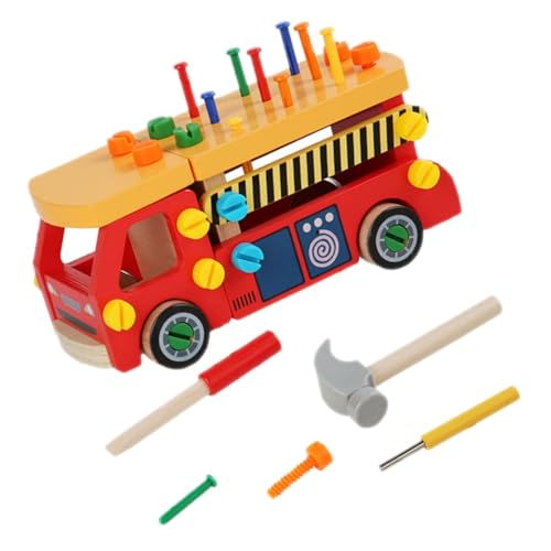Toyvian Werkzeugset Holz Lernspielzeug für Kleinkinder Sicherer Schraub und Hammer Spaß Pädagogisches Montageset Motorik und Fantasie für Mädchen und Jungen von Toyvian