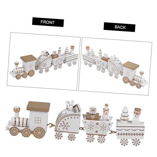 Toyvian Werten Sie Den Roten Vierteiligen Holzzug Auf Weihnachtsdekorationen Eisenbahn Weihnachts-Action-Zug Dorf Mini-Zug-Ornamente Zubehör Für Weihnachtsfeiern Weiß Hölzern von Toyvian