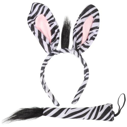 Toyvian Zebra-stirnband Und -set, Tier-cosplay-haarband, Kostümzubehör für Halloween-maskerade Und Themenpartys von Toyvian