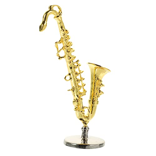 Toyvian Zubehör Für Puppenhäuser Schreibtischaufsatz Geschenke Für Saxophonliebhaber Saxoboom Musikinstrument Mini-Saxophon-Modell Mini-Musical Tischzubehör Dekoratives Rohr Kind Legierung von Toyvian