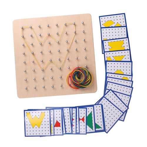 Toyvian geometrische Nagelplatte Puzzle rätselbuch kinderpuzzle Kreatives adventsgeschenke kinderspielzeuge intelligentes Bambus von Toyvian