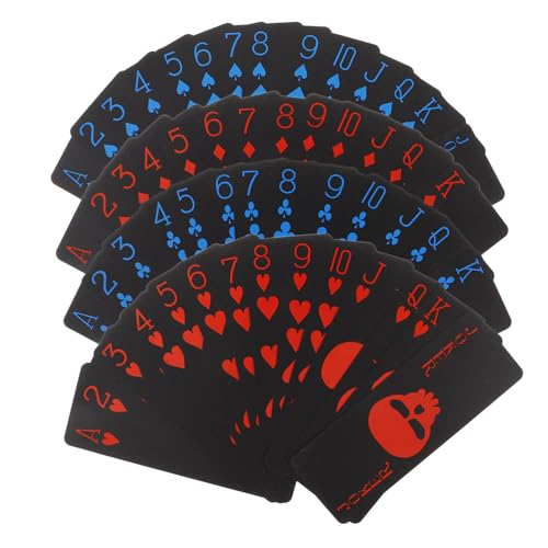 Toyvian wasserdichte Spielkarten Deck Von -pokerkarten Thematisiert Coole Spielkarten Überspringen Erwachsene Party Für Schwarzes Kartenspiel Japanisches Brettspiel Black PVC von Toyvian