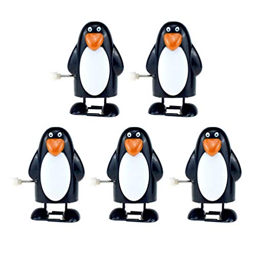 Weihnachts-Spielzeug zum Aufziehen, schlankes Pinguin-Uhrwerk, Walking-Spielzeug, Goodie-Bag-Füller, Weihnachts-Partygeschenke für Kinder, 5 Stück von Toyvian