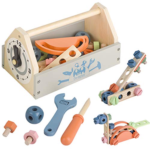 Holz-Werkzeugkasten für Kleinkinder, Lernspielzeug für Kinder, Spielzeug, Spielzubehör, kreatives Geschenk für Kinder ab 3 Jahren, Jungen und Mädchen von Toywoo