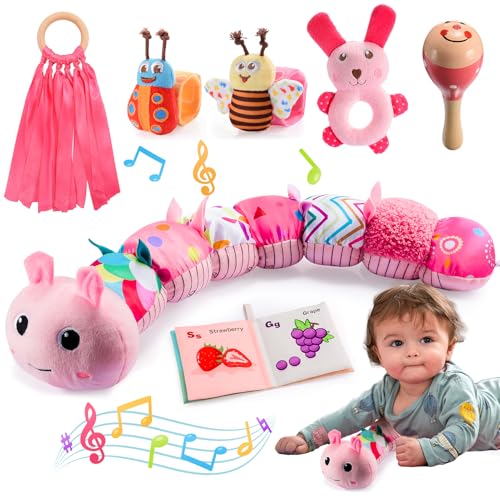 Toyzey Musical Raupe Baby Geschenk 0-6 Monate Mädchen BabySpielzeug 3 6 12 Monate Spielzeug ab 0-6 Monate Montessori Spielzeug Baby 0-12 Monate Spielzeug Neugeborenen 0-6 Monate (rosa) von Toyzey