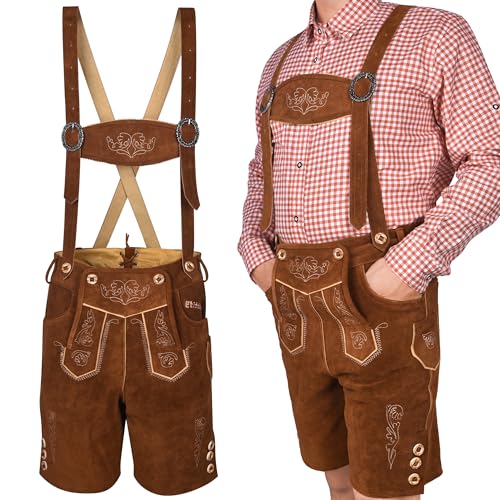 Trachtify Oktoberfest Kostüm Lederhose Herren (braun, 58) von Trachtify