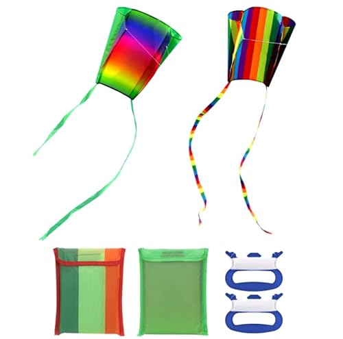 TranRantic 2 Stück Taschendrachen für Kinder, Regenbogen Drachen für Jungen Mädchen mit Langen Schwänzen, Tragbar Lenkdrachen für Anfänger, Einfacher Kinderdrachen für Strandspiel Outdoor Geschenk TranRantic 2 Stück Taschendrachen für Kinder, Regenbogen Drachen für Jungen Mädchen mit Langen Schwänzen, Tragbar Lenkdrachen für Anfänger, Einfacher Kinderdrachen für Strandspiel Outdoor Geschenk von TranRantic