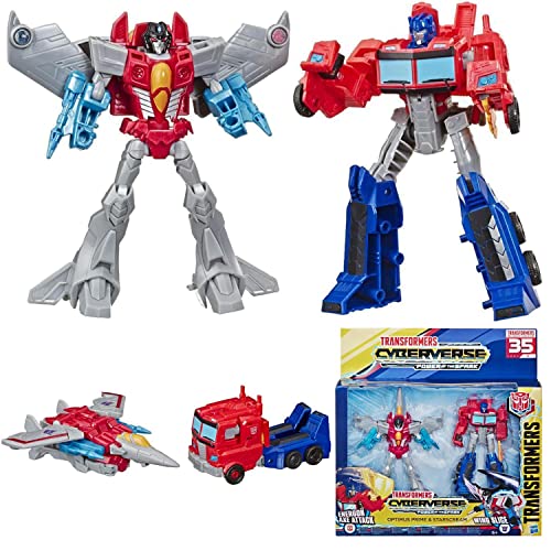 Hasbro Transformers Spielzeuge Cyberverse Warrior Action Attackers Optimus Prime und Starscream Action-Figur 2er-Pack – Für Kinder ab 6 Jahren, 13,5 cm Hasbro Transformers Spielzeuge Cyberverse Warrior Action Attackers Optimus Prime und Starscream Action-Figur 2er-Pack – Für Kinder ab 6 Jahren, 13,5 cm von Transformers
