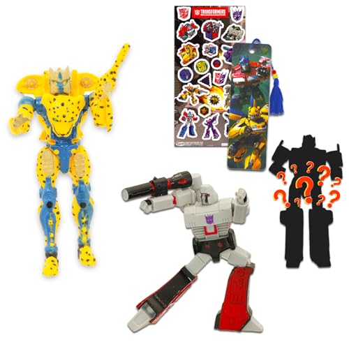 Transformers Beast Minifiguren 3 Pack – Bündel mit 10,2 cm mit Cheetor-, Megatron- und Mystery-Figuren sowie Aufklebern, Lesezeichen | Transformers Party Supplies von Transformers