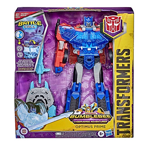 Transformers Bumblebee Cyberverse Adventures Battle Call Officer Optimus Prime, stimmenaktivierte Lichter und Sounds von Transformers