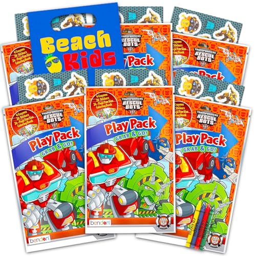 Transformers Partygeschenk-Set – Paket mit 6 Spielpackungen mit Malbüchern, Buntstiften, Aufklebern und Geschenktüten, Transformers Partyzubehör für Kinder von Transformers
