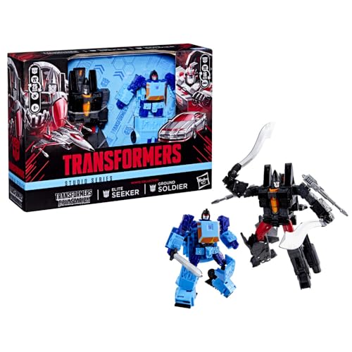 Transformers Studio Series MTMTE Collection, Ground Soldier und Elite Seeker 2er-Pack, Devastation Game Edition, 11,4 und 16,5 cm Actionfiguren von Transformers