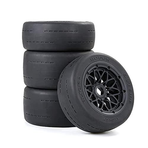 Travelfreely Neues Upgrade Bald Tire Vorder- und Hinterreifen-Montagesatz für 1/5 HPI ROVAN ROFUN KM Baja 5B Rc-Auto-Spielzeugteile, Schwarz von Travelfreely