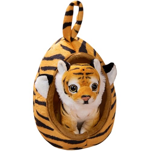Kuscheltier Tiger Süßes Plüsch Tiger mit Haustierkorb Stofftier Weiches Plüschtier Plüsch Puppe Spielzeug Geburtstaggeschenk für Jungen und Mädchen (Braun Tiger) von Trayosin
