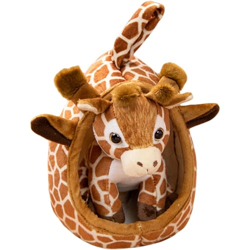 Kuscheltier Tiger Süßes Plüsch Tiger mit Haustierkorb Stofftier Weiches Plüschtier Plüsch Puppe Spielzeug Geburtstaggeschenk für Jungen und Mädchen (Giraffe) von Trayosin