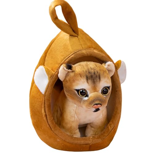 Kuscheltier Tiger Süßes Plüsch Tiger mit Haustierkorb Stofftier Weiches Plüschtier Plüsch Puppe Spielzeug Geburtstaggeschenk für Jungen und Mädchen (Löwe) von Trayosin