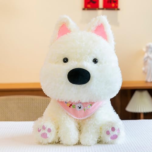 Trayosin Hund Kuscheltier Niedliches Hund Plüschtier mit Scarf Superweich Stofftier zum Spielen, Sammeln & Kuscheln Plüsch Puppe Geschenke für Jungen und Mädchen (32cm,Rosa Schal) von Trayosin