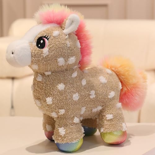 Trayosin Kuscheltier Einhorn 25/30cm Regenbogen Einhorn Plüschtier für Mädchen Babys Super Weiches Einhorn Stofftier zum Kuscheln & Spielen Puppe Geschenk (25cm,Braun) von Trayosin