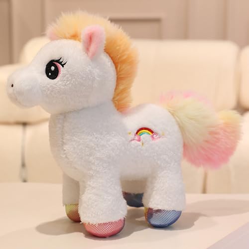 Trayosin Kuscheltier Einhorn 25/30cm Regenbogen Einhorn Plüschtier für Mädchen Babys Super Weiches Einhorn Stofftier zum Kuscheln & Spielen Puppe Geschenk (25cm,Weiß) von Trayosin