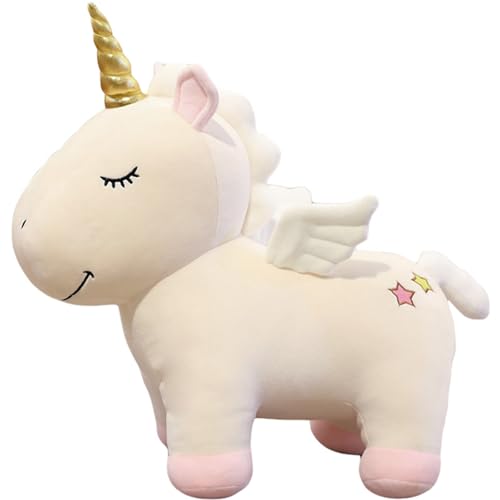 Trayosin Kuscheltier Einhorn Stofftier Super Weiches Süß Einhorn Plüsch Kissen Puppe Spielzeug Geschenk für Kinder Mädchen (45cm,Beige) von Trayosin