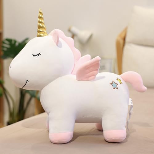 Trayosin Kuscheltier Einhorn Stofftier Super Weiches Süß Einhorn Plüsch Kissen Puppe Spielzeug Geschenk für Kinder Mädchen (55cm,Weiß) von Trayosin