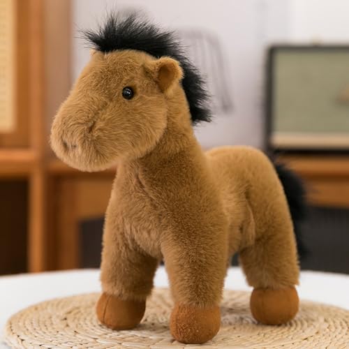 Trayosin Kuscheltier Pferd 30cm Flauschiges Plüschtier Superweich als Schmusetier für Mädchen Jungen Babys Süßes Stofftier Pferd zum Kuscheln, Spielen & Sammeln (Dunkelbraun) von Trayosin